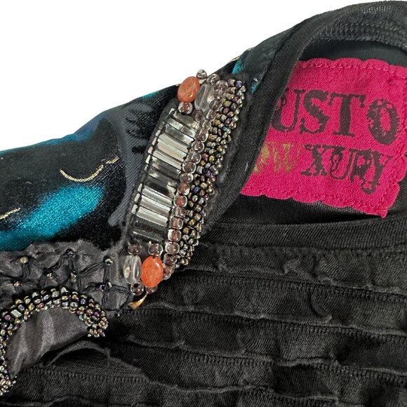 CUSTO Barcelona Black and Blue Ruffled Mini Dress Size: XS - Picture 7 of 13